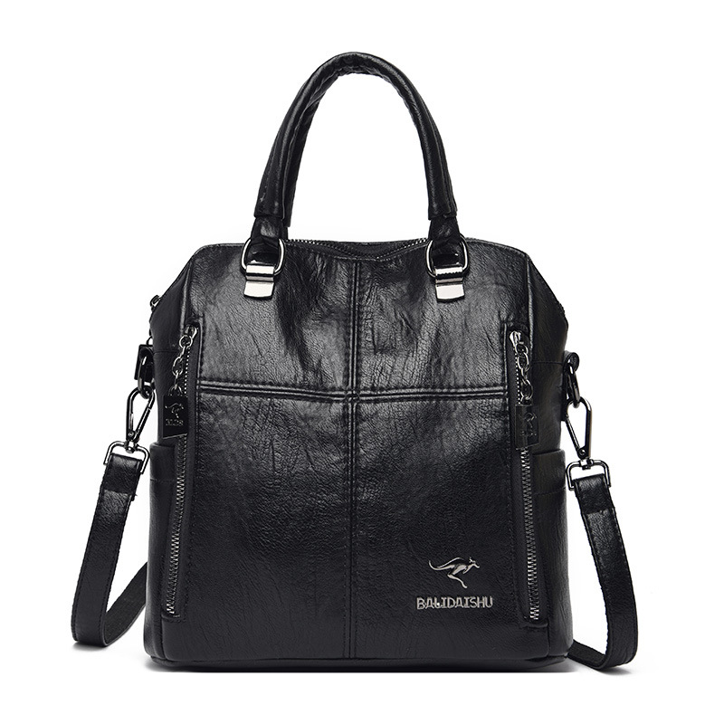 

Wholesale factory ladies shoulder bags retro solid color leather handbag elegant atmosphere splicing fashion crossbody bag large multifunctional women backpack