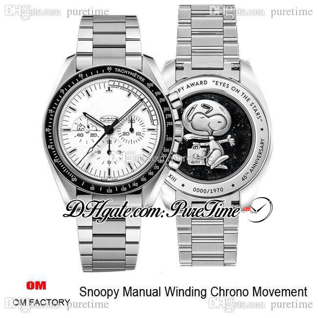 

OMF Moonwatch Manual Winding Chronograph Mens Watch 42mm Black Bezel White Dial Stainless Steel Bracelet 311.32.42.30.04.003 Super Edition Watches Puretime M55c3, Customized waterproof service