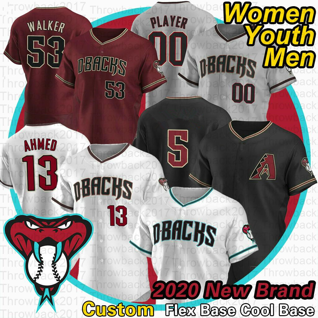 

Arizona Ketel Marte Jerseys Ahmed Christian Walker David Peralta Carson Kelly 2020 Season Baseball Jerseys, Men/flex base/white