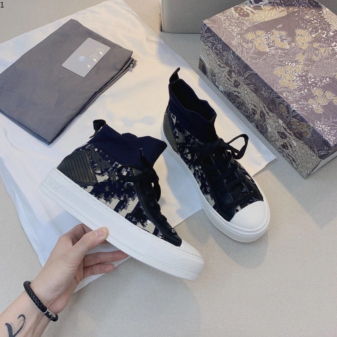 

2021 Luxury design Arrival Women Walking Sneaker Blue Oblique Technical Mesh Sneakers Classic Platform Shoes Grils Lace-up Trainers kmj002