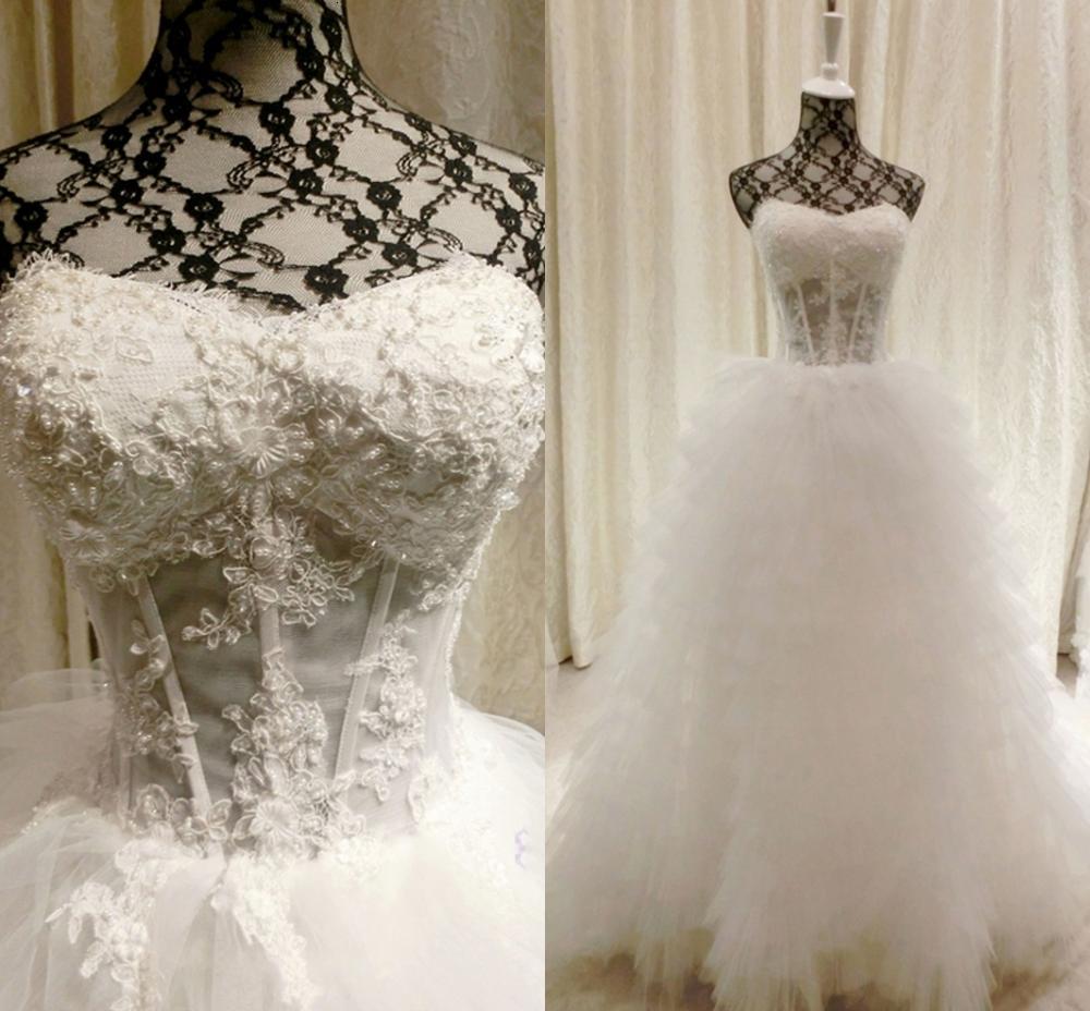 

2021 New Vintage Beading Lace Appliques Gowns Organza Plus Size Long Train Custom-made Bridal Wedding Es Turkey Szwq, White