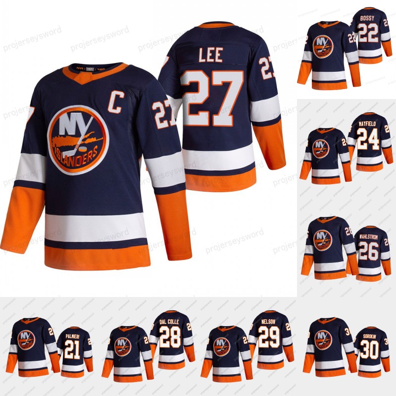 

New York Islanders 2021 Reverse Retro Jersey Kyle Palmieri Mike Bossy Scott Mayfield Oliver Wahlstrom Anders Lee Dal Colle Brock Nelson Ilya Sorokin Ross Johnston, 40 semyon varlamov