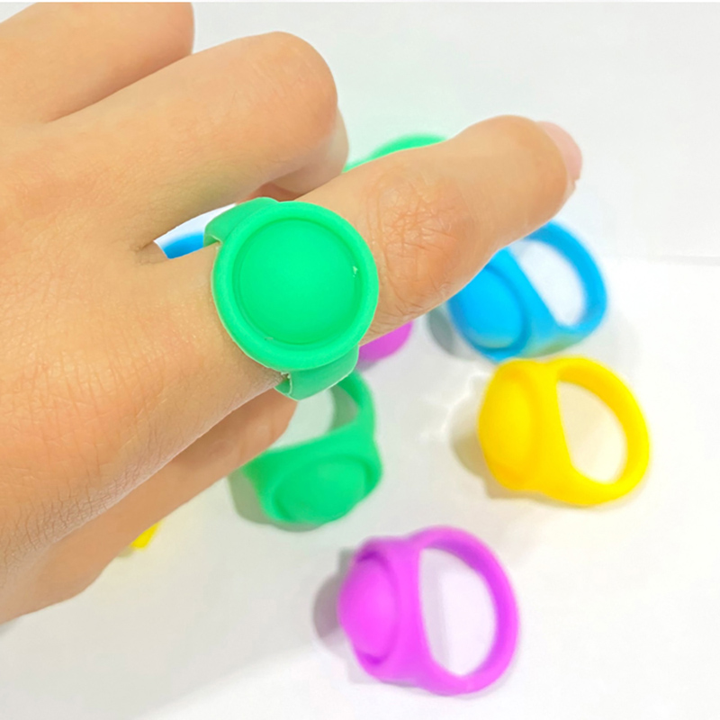 

Sensory Silicone Finger Ring Fidget Push Bubble Toy Candy Color Rings Kids Christmas Gift Decompression Toys