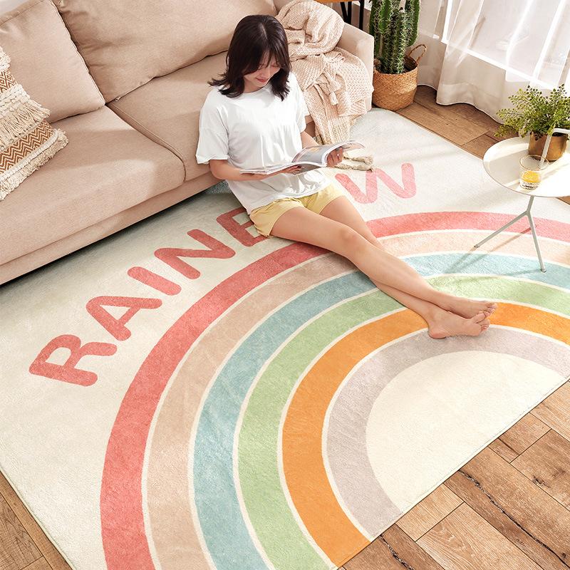 

Imitation Wool Carpet Large Area Living Room Kid Crawl Rugs Rectangle Plush Fluffy Water-absorption Non-slip Soft Thick Mat, Mist