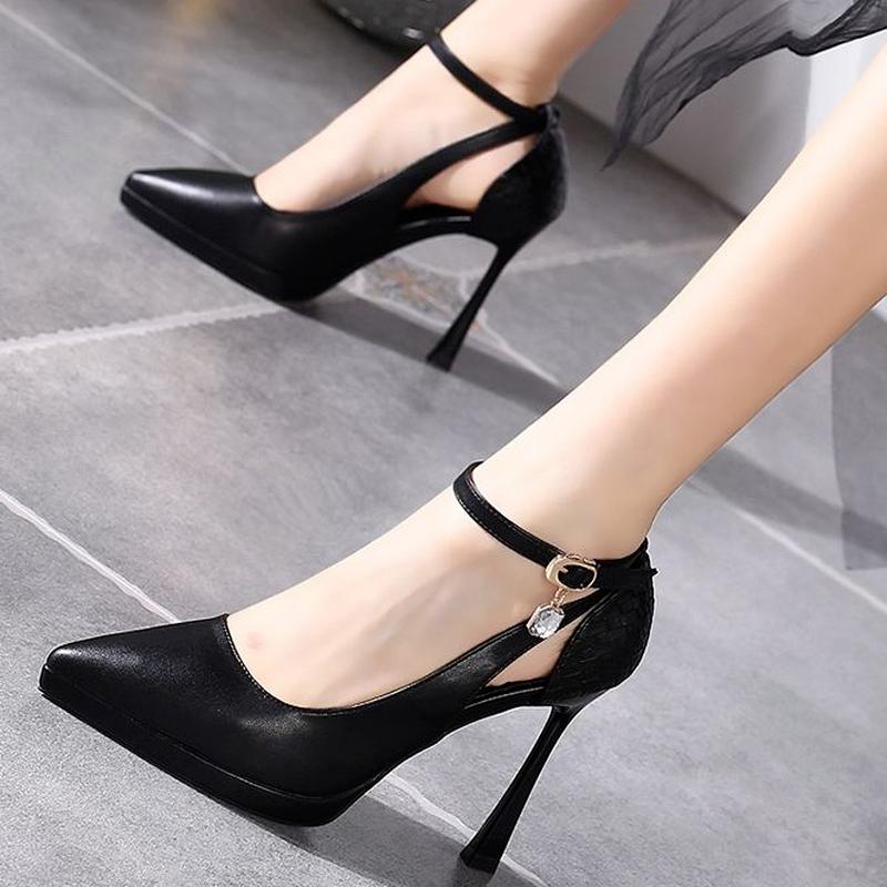 

Dress Shoes Women Pumps 2022 Spring Autumn Woman High Heels Pointed Toe Office Lady Work Buckle Soft PU Leather Black Women's, Beige