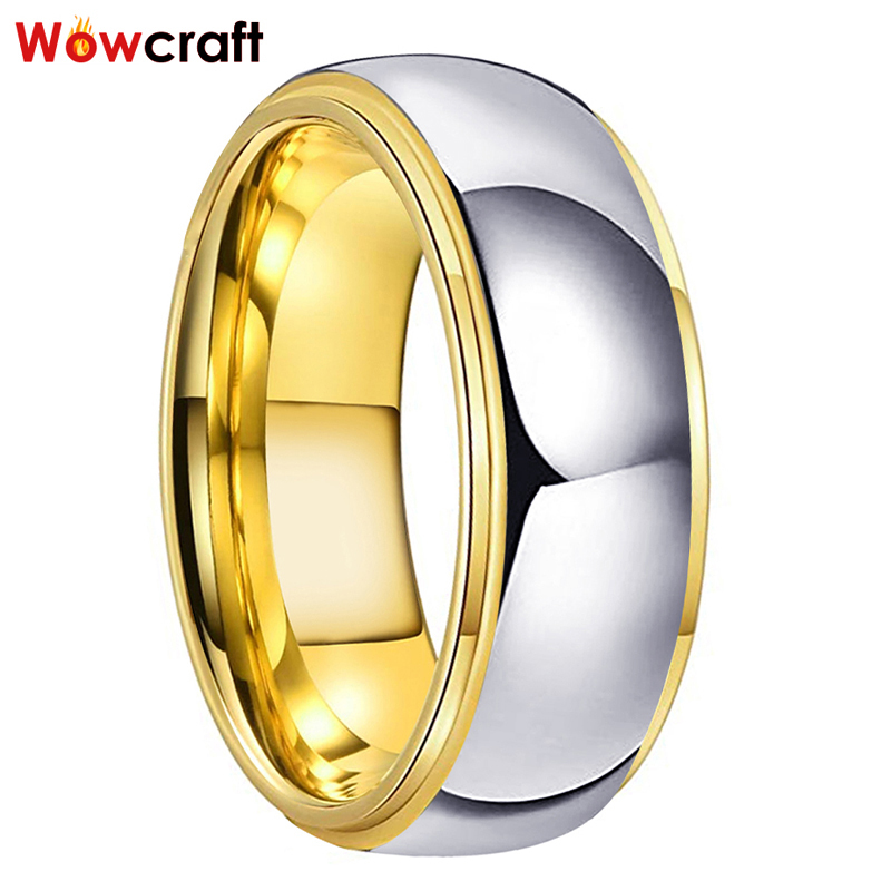 

Tungsten Wedding Rings Womens Jewelry Gold Mens Tungsten Carbide Band Anniversary 6/8mm Couple Ring Steeped Edges Comfort Fit 210310, Silver