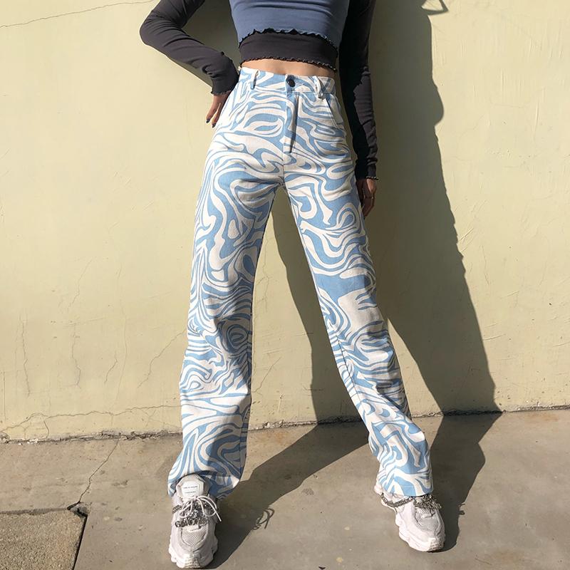 

Women' Jeans Fashion Zebra Print Straight Pants Women Harajuku Baggy High Waist Trousers Casual Vintage Style Streetwear Y2K Woman, Brown
