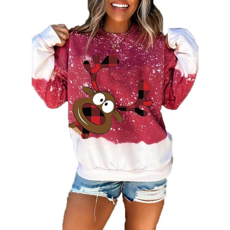 

Women's Hoodies & Sweatshirts Womens Pullover Winter Autumn Elk Printed Christmas Pullovers Casual Hoody Hooded Loose Warmer Tops Plus Size, Black