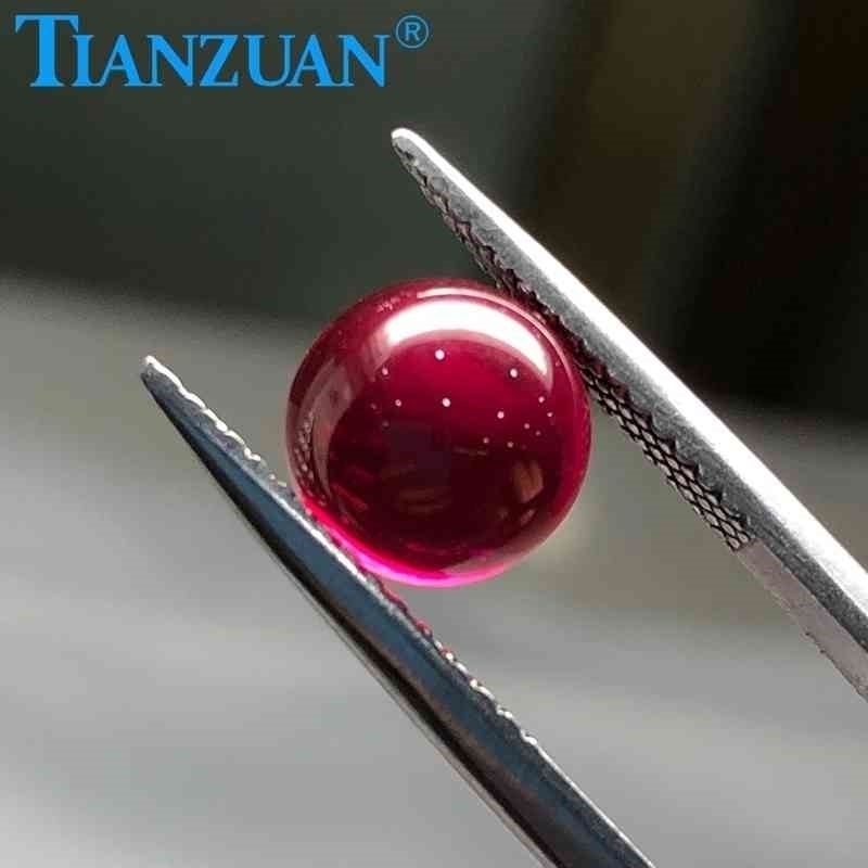 

red color ball sphere shape cabochon lab created ruby beads loose stone without hole