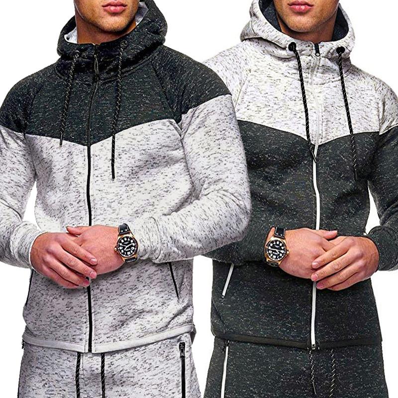 

Men' Hoodies & Sweatshirts Design Hood Lace Fashion Splicing Hooded Casual Long Sleeve Thick Knit Sweater Jacket Man, Black