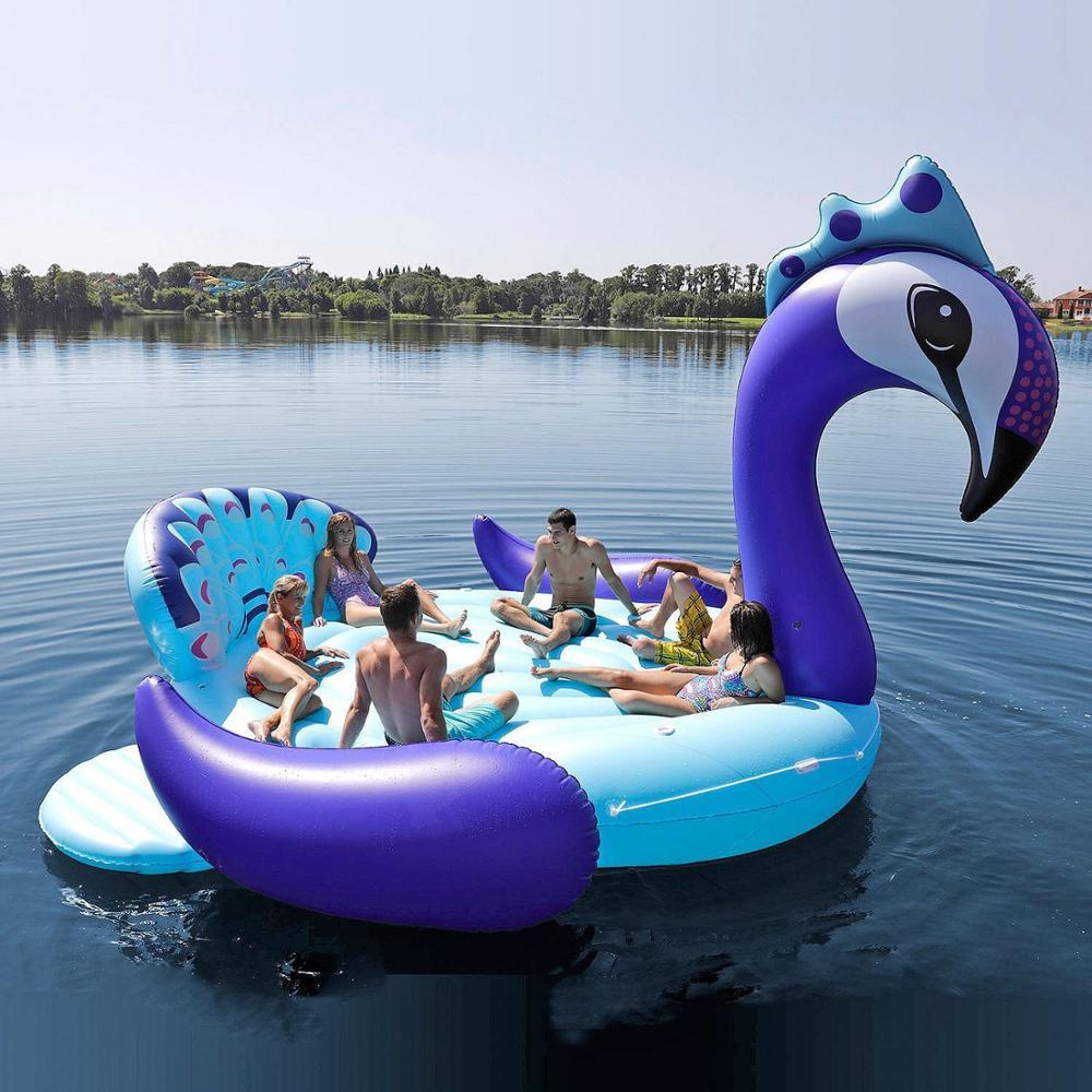 

6 person Huge Inflatable Peacock Pool Floating Boat Giant Swimming Float Air Mattresses Lounge for Summer Party Lake Water Toys