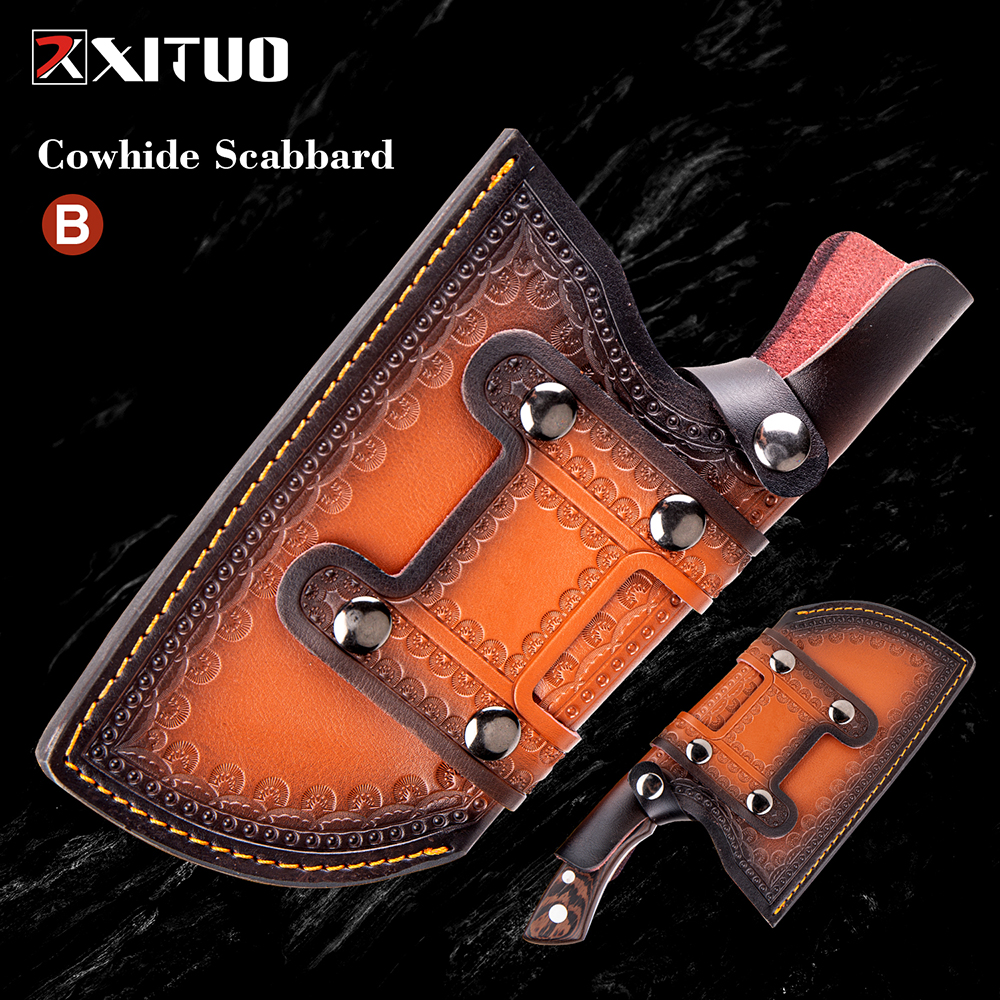 

Round head handmade knife leather scabbard professional protection outdoor portable scabbard