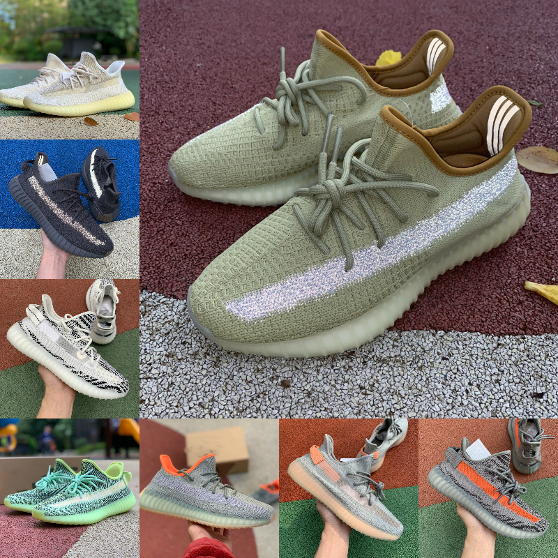 

2021 Kanye Cinder Running Shoes West V2 Tail Light Static Reflective Yeshaya Marsh Yecheil White Flax Linen Stylist outdoor Designer Sneakers, H100