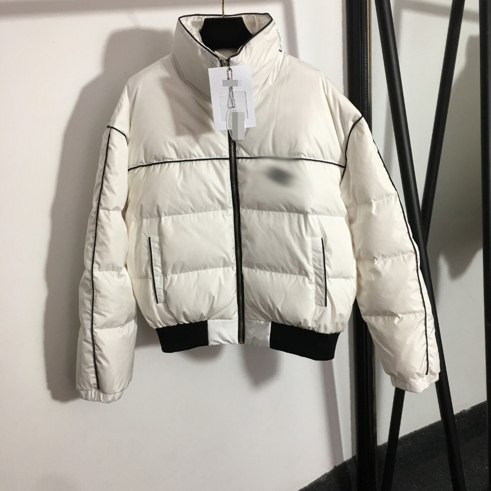 

Women' down jacket new fashion letter embroidery stand collar long-sleeved cotton jacket coat # ch, Black