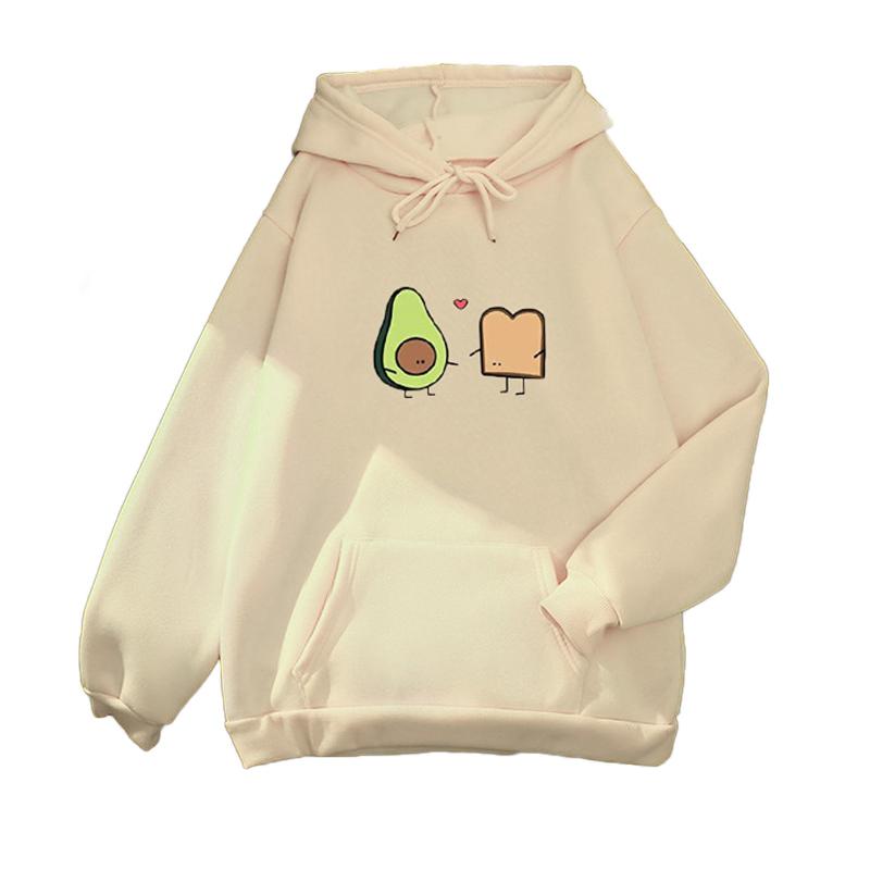 

Women' Hoodies & Sweatshirts Harajuku For Teen Girls Oversized Cute Cartoon Print Sweatshirt Autumn Korean Long Sleeve Blouse With Pocket P, Beige