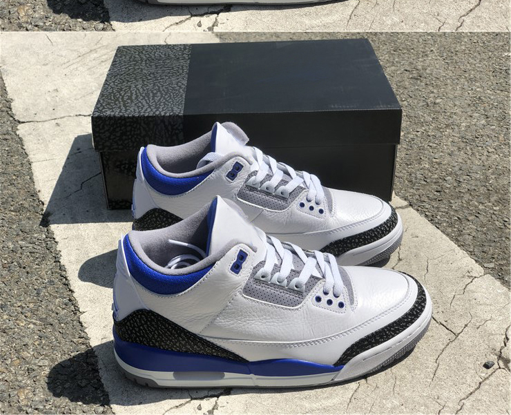 

With Box 3 Racer Blue Men Basketball Shoes 3s White Black-Cement Grey-Racer mens outdoor Sneakers CT8532-145.