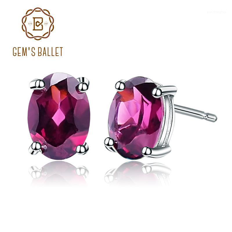 

Stud Gem's Ballet 4*6mm 1.05Ct Oval Natural Rhodolite Garnet Gemstone 925 Sterling Silver Earrings Fashion Jewelry For Women, Golden;silver