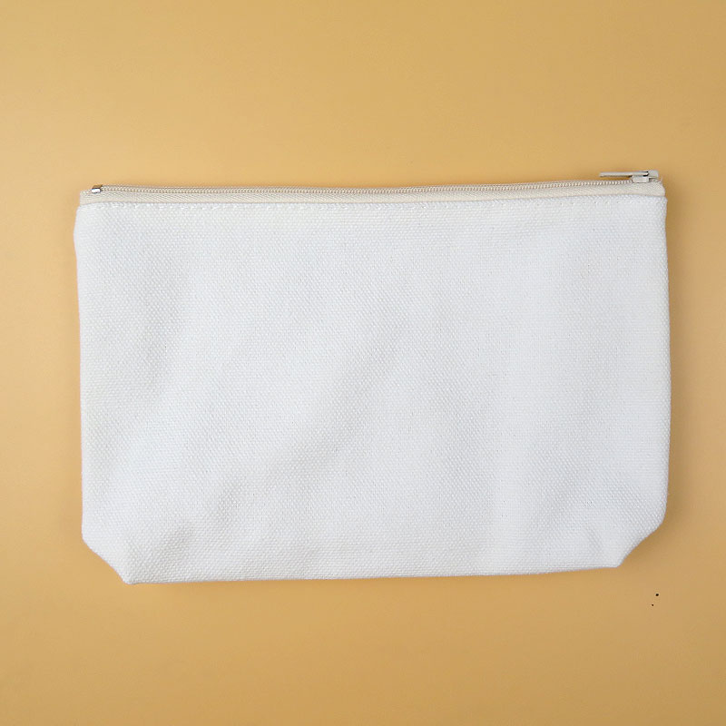 

Cotton thick zippered makeup bag for ladies, Ivory