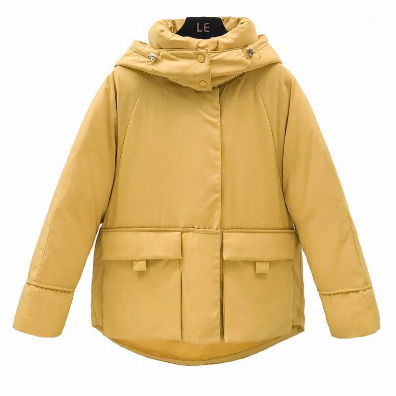 

Women's Trench Coats 2021 Womens Fashion Hooded Cap Pocket Cotton-padded Clothes Female Winter Loose Short Breadwear Jackets, Black