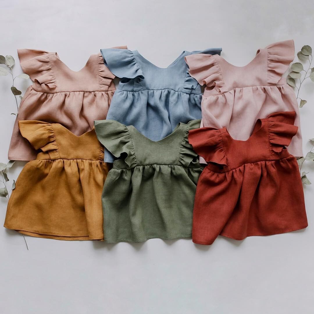 

New 2021 Summer Newborn Baby Clothes Infant Girls Mini Linen Solid Babywear Se0s, Nude
