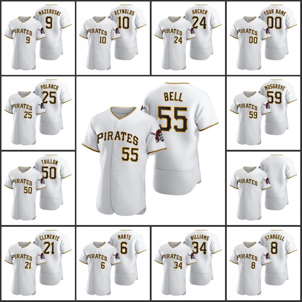 

PittsburghPirates Baseball Jersey Men Women Youth #21 Roberto Clemente 8 Willie Stargell 55 Josh Bell 24 Chris Archer Custom White