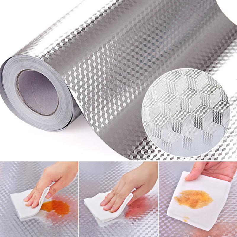

Wallpapers Self Adhesive Waterproof Oil-proof Aluminum Foil Wallpaper Kitchen Stove Wall Sticker For Home Decorations Cabinets Anti-Dust, 40x200cm