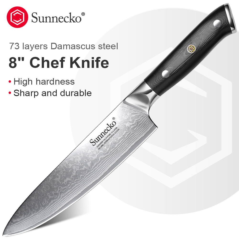 

SUNNECKO erio 8 Chef Knife Razor Sharp Japanese VG10 Stee Bade Kitchen Knives G10 Hande Damascus Ceaver Sicing Cutting