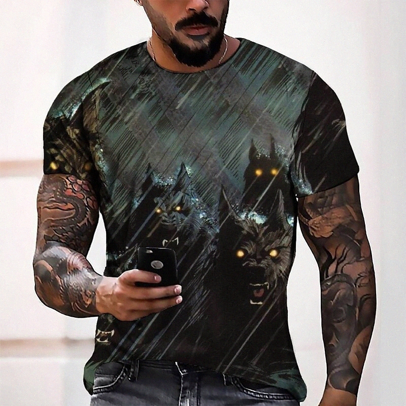 T-shirt Tee T-shirt 3D Impression graphique col rond décontracté quotidien quotidien 3D imprimé à manches courtes Haut de mode Cool confortable n