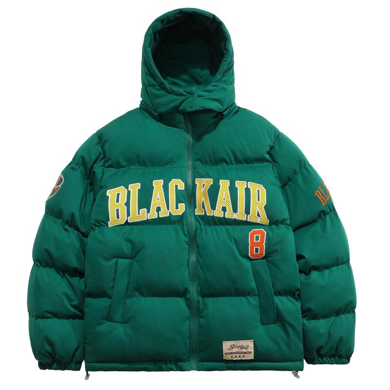

Men's Jackets 2021 Hip Hop Streetwear Parka Men Letter Embroidery Vintage Padded Coat Harajuku Puffer College Winter Thick Warm Puffy Jacket, Green