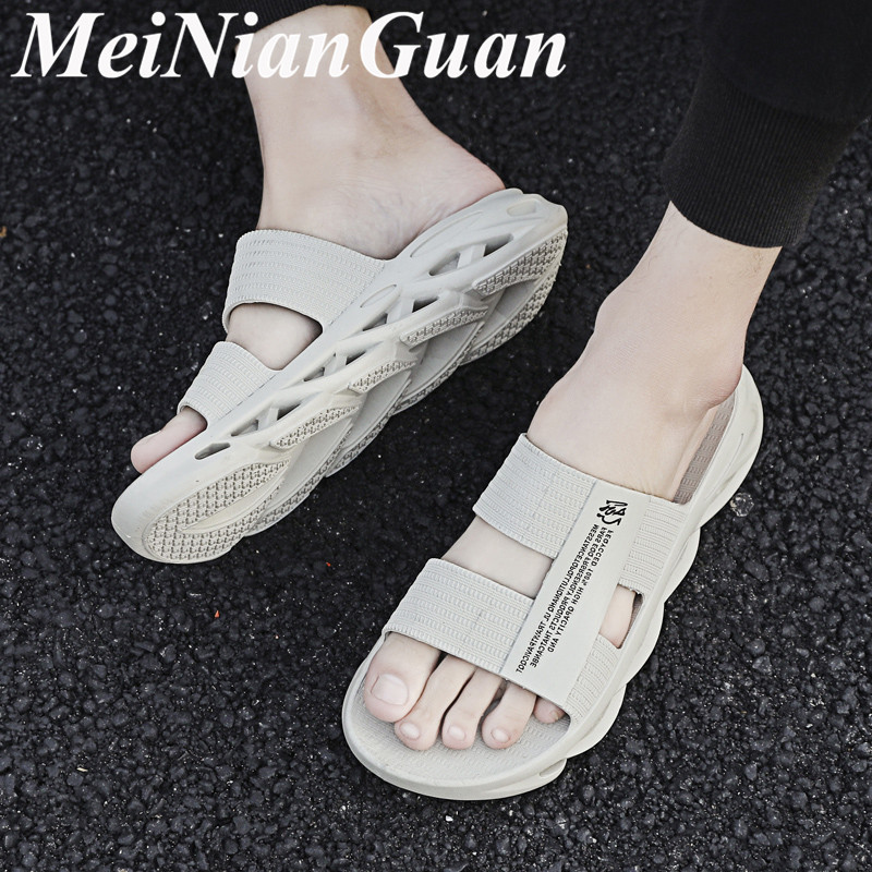 

High Quality Men's Slippers Summer Trendy Male Shoes Man Outdoor Sandals Youth Hot Sale Slipper Men Light Soft Home Shoes L13 210301, Black
