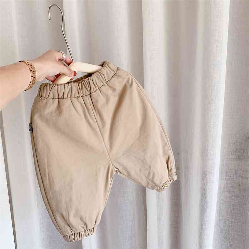 

Winter boys and girls solid color quilted harem pants children warm thick loose trousers 210708, Khaki