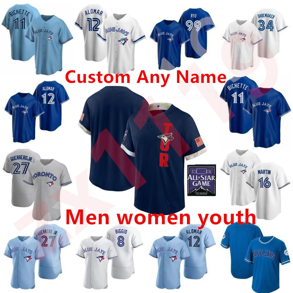 

customized Toronto 2021 All-Star Game Baseball Jersey Blue Jays Vladimir Guerrero Jr. Cavan Biggio Hyun-Jin Ryu Yamaguchi Randal Grichuk Drury Hernandez Jansen, As pic