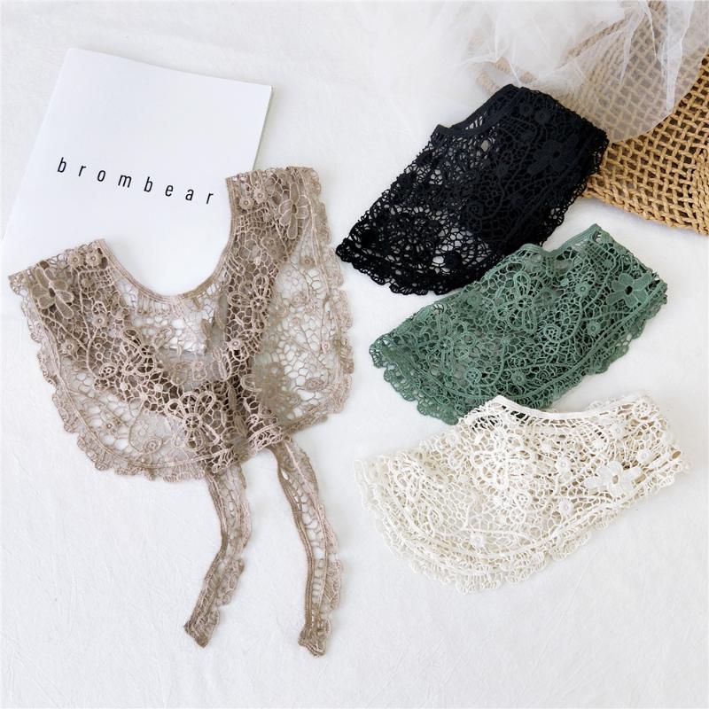 

Bow Ties Sitonjwly Summer Dress Crochet Lace Fake Collars Women Shirt False Collar Girls Small Cape Shawl Blouse Tops Detachable