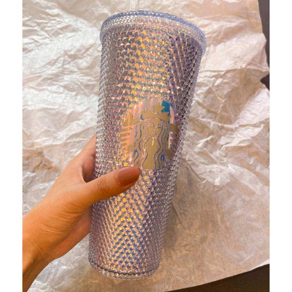 

Purple 710ml Personalized Tumblers Starbucks Cups Iridescent Bling Rainbow Unicorn Studded Cold Cup Tumbler Coffee Mug with StrawU0DQ, Shipping fee no sale