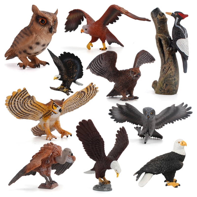 

10 Types Simulated Bald Eagle Owl Model Realistic Bird Figurines Action Figure Collection Science Educational Children Kids Gift L0311