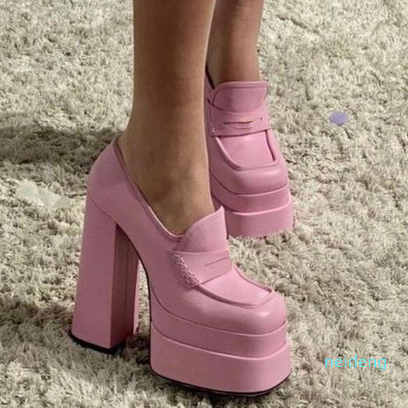 

Top quality Medusa Aevitas heeled Lady dress Shoes Calf leather pumps square toes double platform hi heels designer Wedding Party womens 232, Black