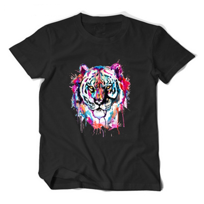 

Womens T-shirt design t shirts printed tops 8-color short-sleeved Tees female couple cartoon printing cotton loose Men's fashion casual tiger shirt, White