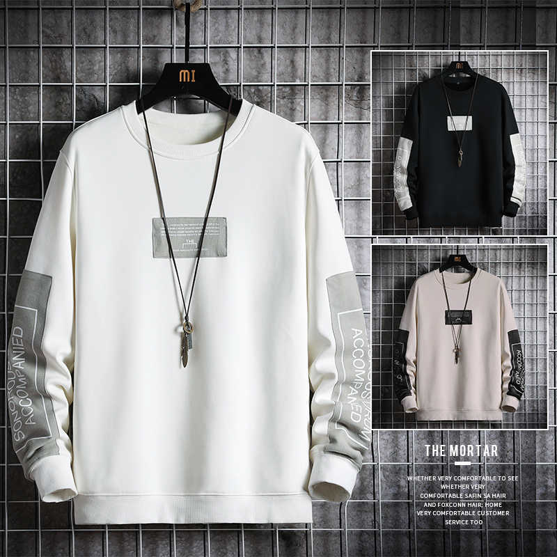 

Autumn Sweatshirt Men High Street Mens Hoodies High Street Harajuku O-Neck Hoodie Men Print Sweatshirt for Young Men 210603, Cjw268white