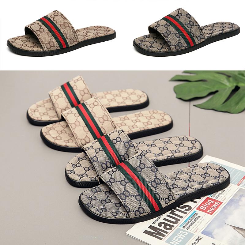 

Luxury Printed pattern slipper Designer Rubber slide sandal Floral brocade men causal slippers Gear bottoms Flip Flops striped blue Khaki TO, Extra payment