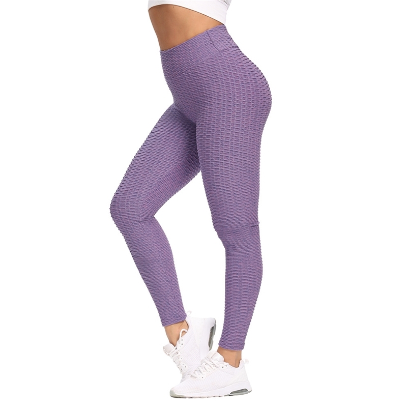 

Plaid Jacquard Leggings Sport Women Fitness Female Push Up Gym Workout Elastic Waist Tummy Control High 210604, Orange