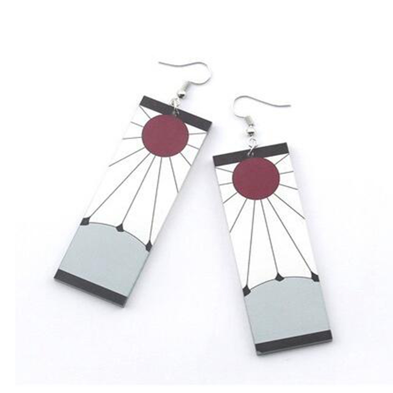 

Fashion Acrylic Tanjiro Drop Dangle Earrings Hip Hop Demon Slayer Anime Cosplay Props Hanafuda Long Earrings for Women Girls Jewelry Bijoux