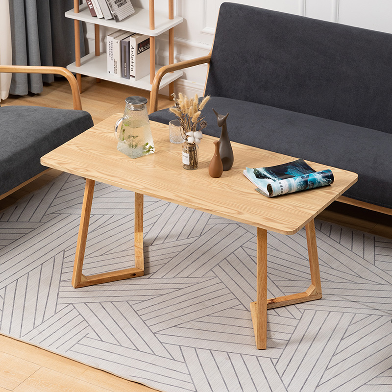 Nordic small apartment living room furniture table modern minimalist 4 people V-shaped wooden dining table balcony leisure small coffee table-image-708220796