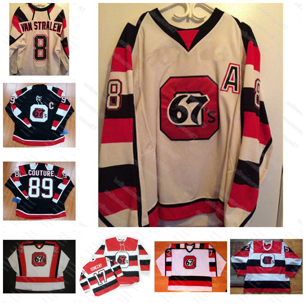 

Vintage Ottawa 67s 89 Couture Konecny Ryan Van Stralen Brett Valliquette Craig Whynot Joe Talbot Hockey Jersey Custom any name and number, Black