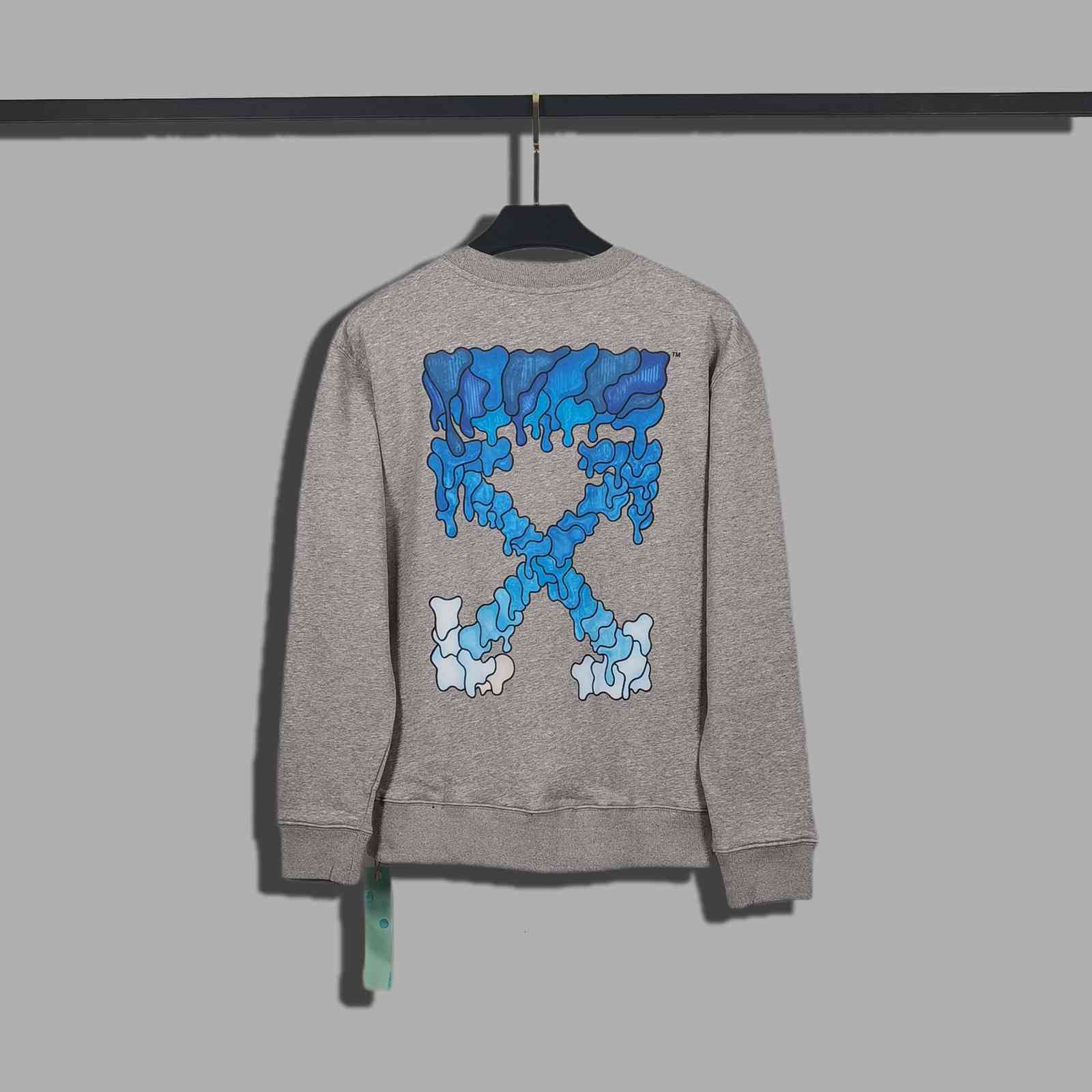 

Off Style White Color Blue Gradient Water Drop Arrstyle Men's and Women's Round Neck Sweater, Black