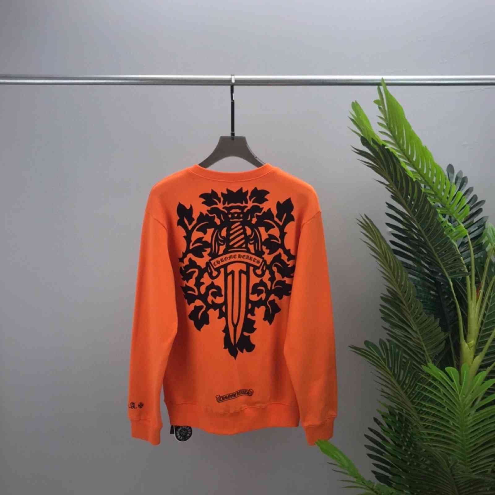 

Mens Chrome Hoodies Hoodie Hearts Autumn and Winter New Ch Crowe Round Neck Sweater Men's Pullover Cross Sanskrit Printing Trendy Br fo, Black