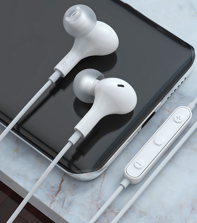 

lighting earphones With volume control and mic Earphone Headphone Headset Handsfree with Retail packaging, White