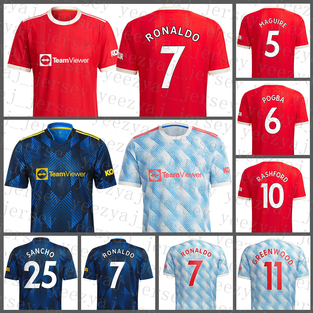 

RONALDO #7 Soccer Jersey Manchester MAGUIRE #5 Football Shirt POGBA #6 Mens CAVANI #7 Women RASHFORD #10 GREENWOOD #11 FERNANDES #18 SANCHO, Black;yellow