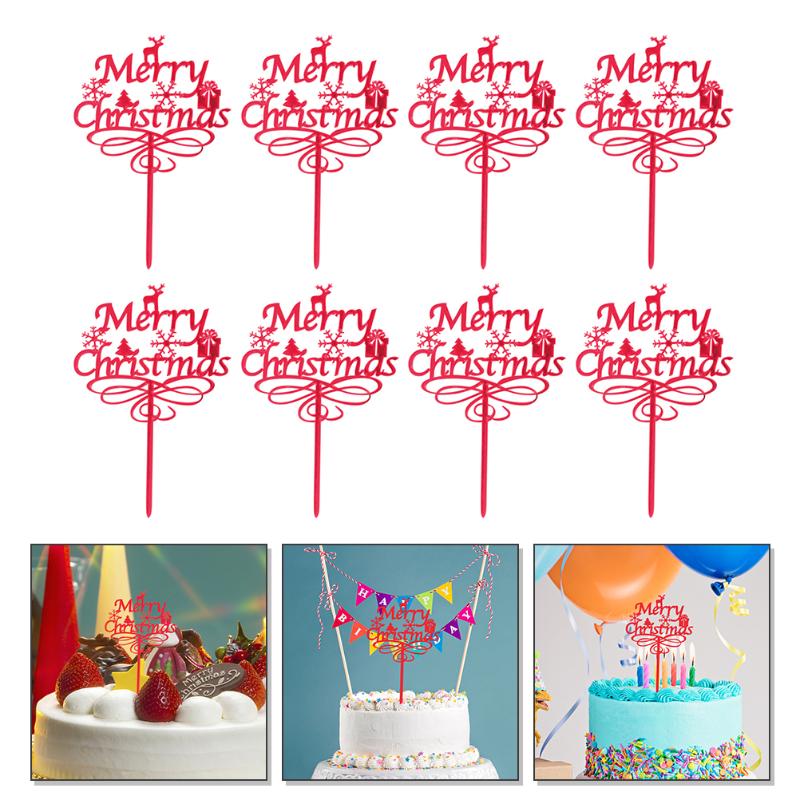 

Other Festive & Party Supplies 8pcs Baking Dessert Insert Cards Cartoon Cake Topper Christmas Styled Decor