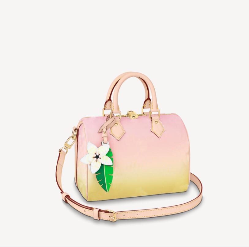 

Speedy Bandouliere 25 Womens Boston Handbag Shoulder Bags With Leather Flower Charm Designer Nano Cross body Key Lock Pouch Totes Purse Wall