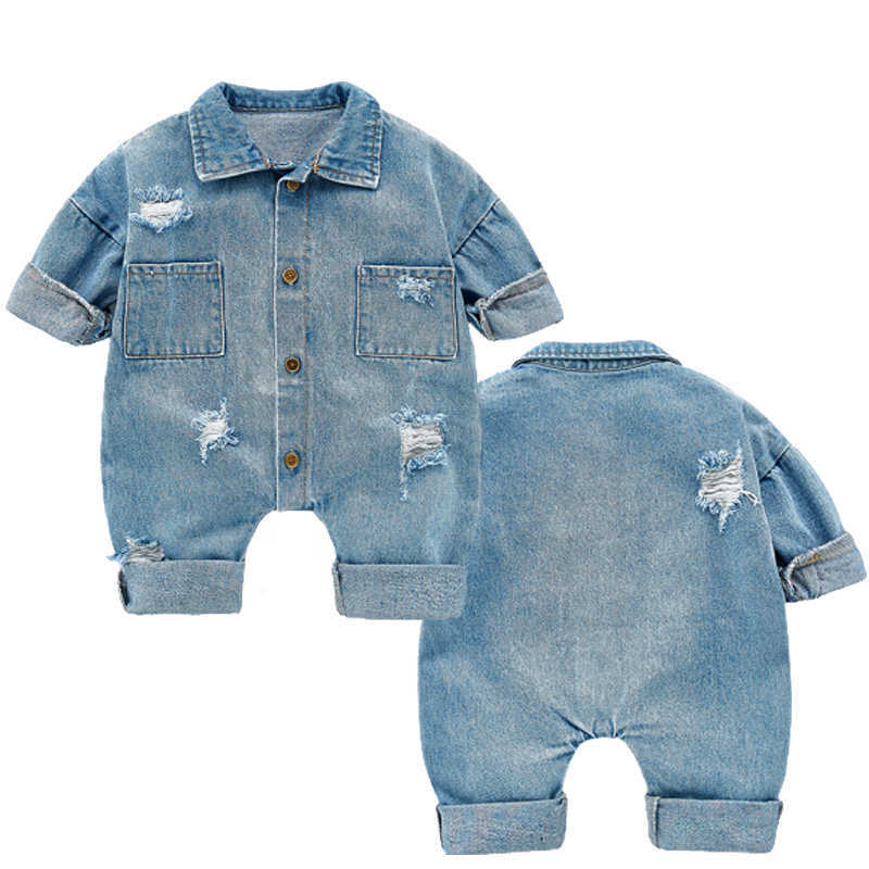 

born Baby Denim Baby Girl Clothes Outfits Baby Boys Rompers Kid Cotton Flexible Hole Denim Costume Girls Infant Jumpsuit 210722, 203k04 blue